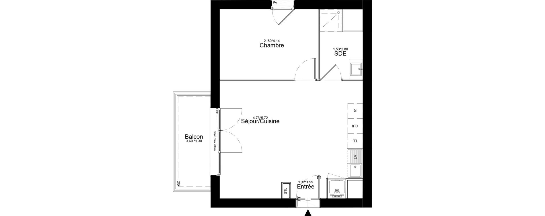 Appartement T2 de 41,31 m2 &agrave; Courcouronnes Centre
