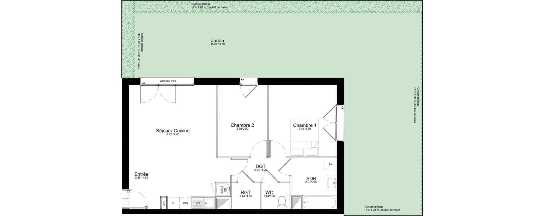 Appartement T3 de 62,52 m2 &agrave; Courcouronnes Centre
