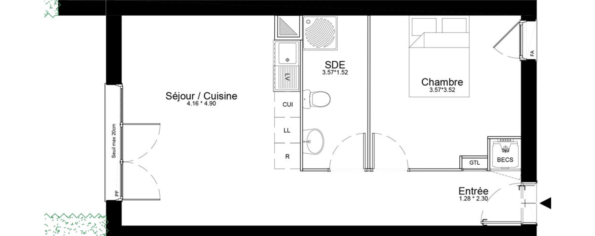 Appartement T2 de 44,38 m2 &agrave; Courcouronnes Centre