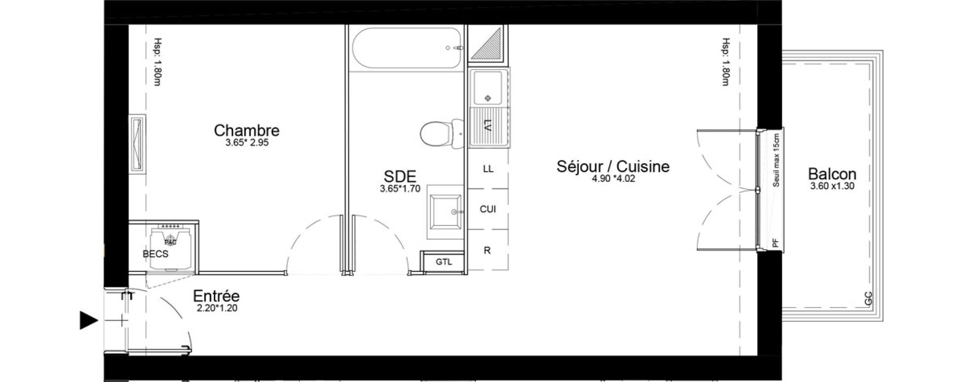 Appartement T2 de 42,61 m2 &agrave; Courcouronnes Centre
