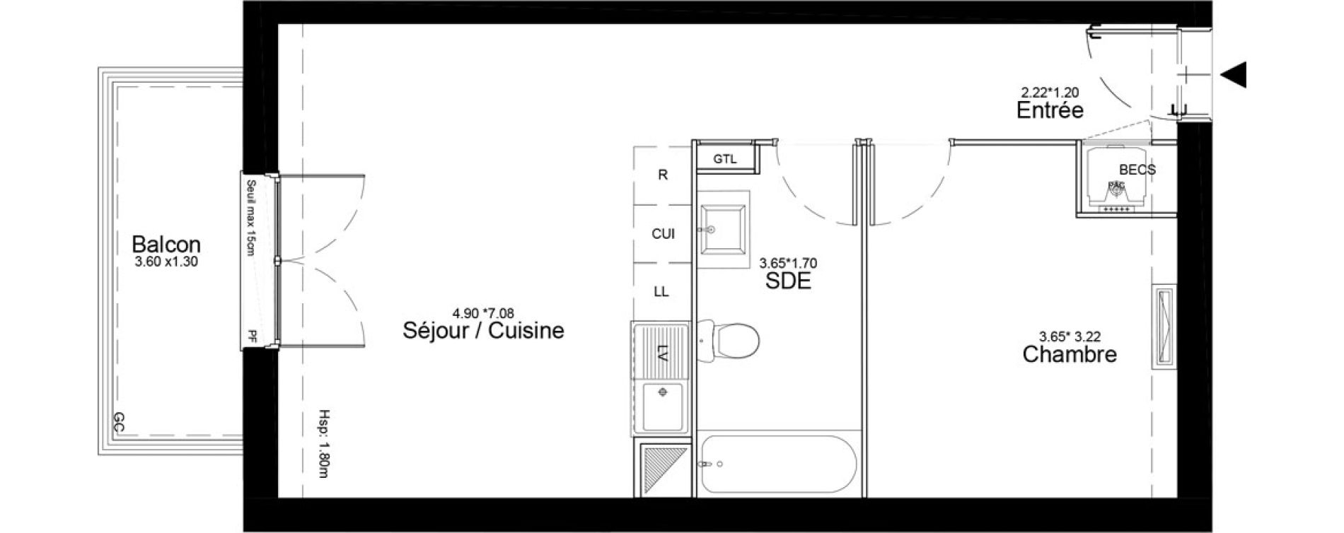 Appartement T2 de 42,61 m2 &agrave; Courcouronnes Centre