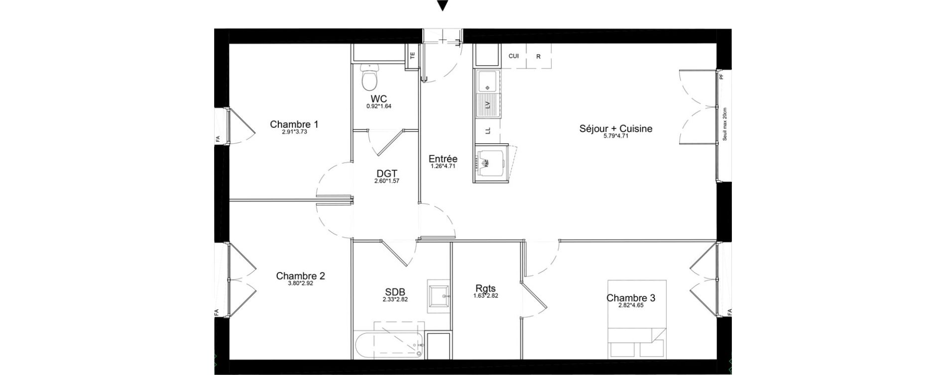 Appartement T4 de 85,12 m2 &agrave; Courcouronnes Centre