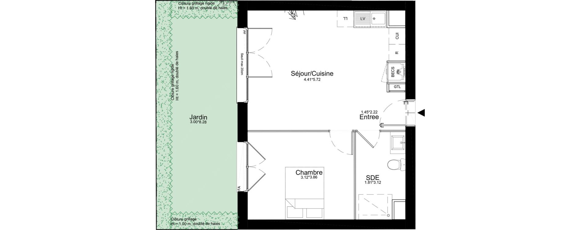 Appartement T2 de 41,86 m2 &agrave; Courcouronnes Centre