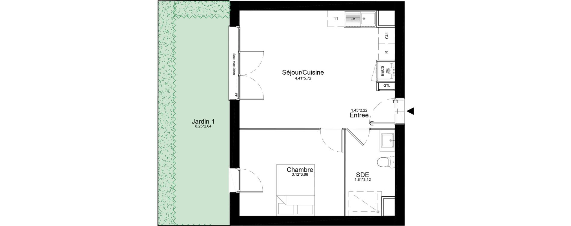 Appartement T2 de 41,87 m2 &agrave; Courcouronnes Centre