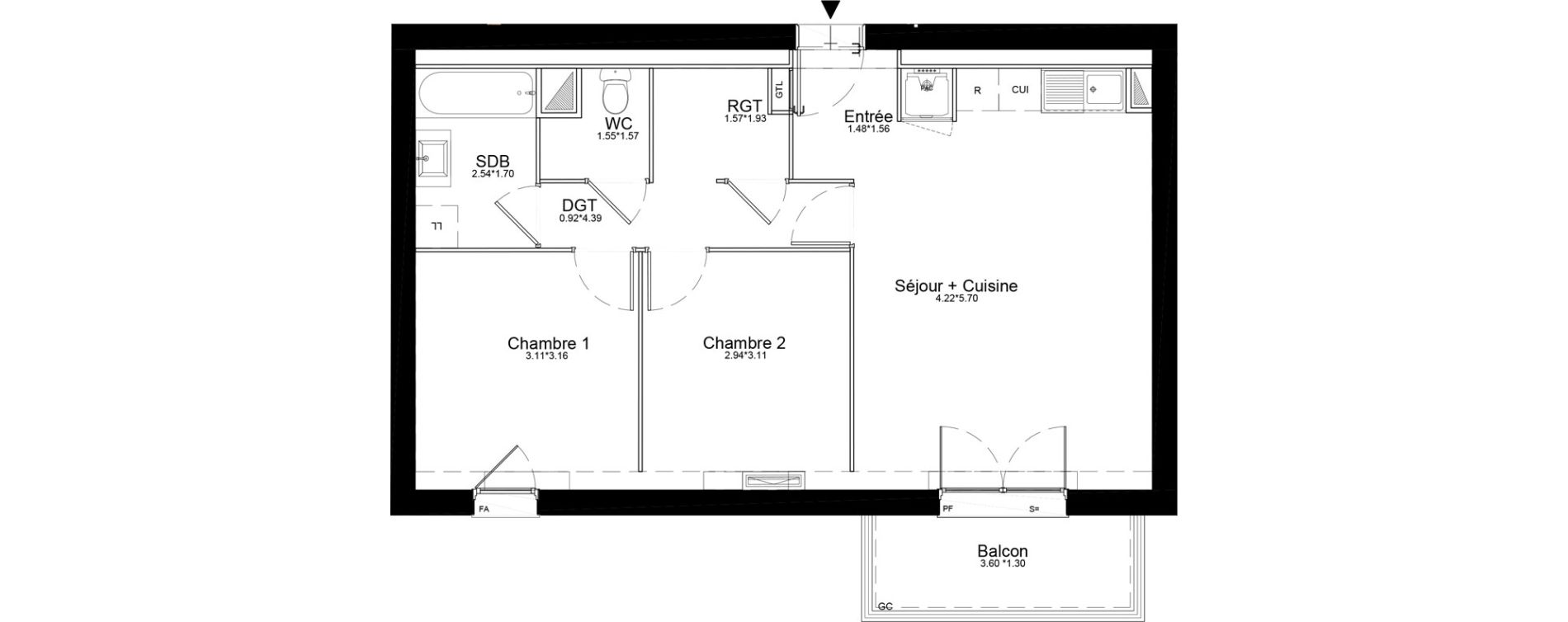 Appartement T3 de 58,79 m2 &agrave; Courcouronnes Centre