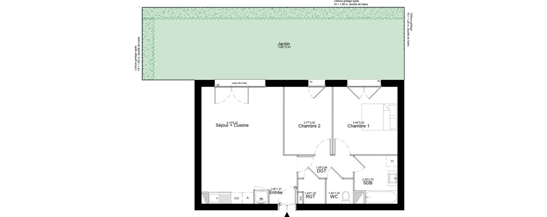 Appartement T3 de 62,72 m2 &agrave; Courcouronnes Centre