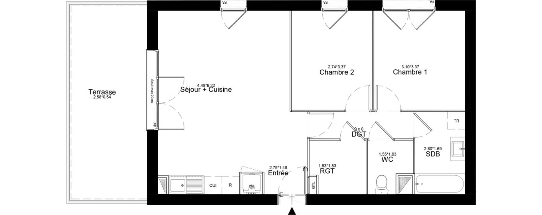 Appartement T3 de 62,66 m2 &agrave; Courcouronnes Centre