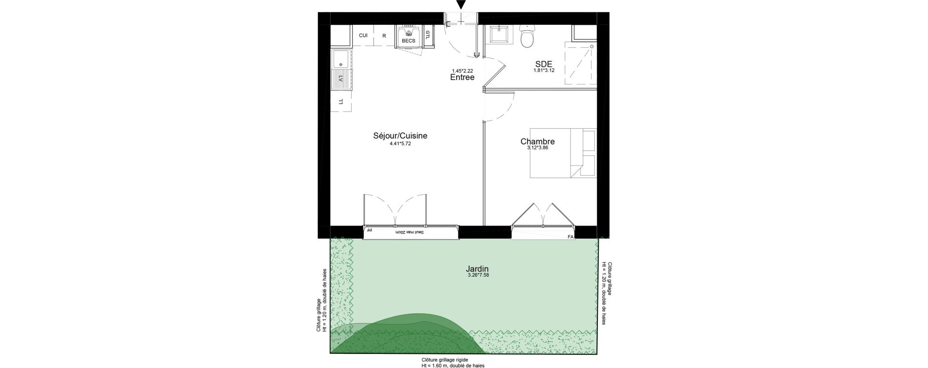 Appartement T2 de 41,87 m2 &agrave; Courcouronnes Centre