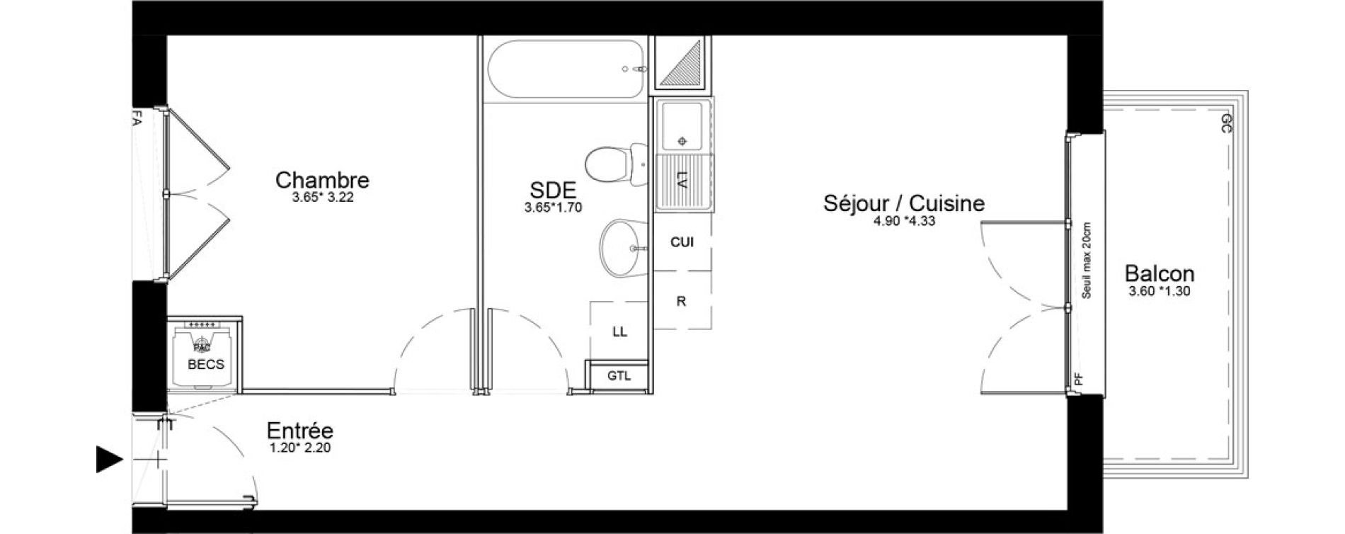 Appartement T2 de 44,34 m2 &agrave; Courcouronnes Centre