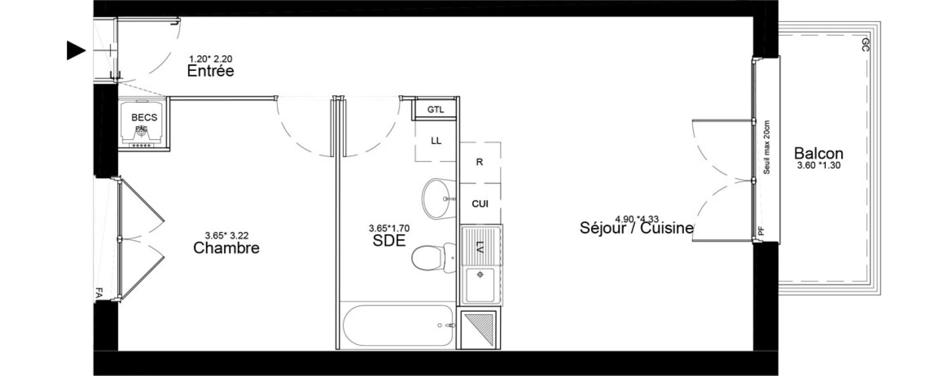 Appartement T2 de 44,34 m2 &agrave; Courcouronnes Centre