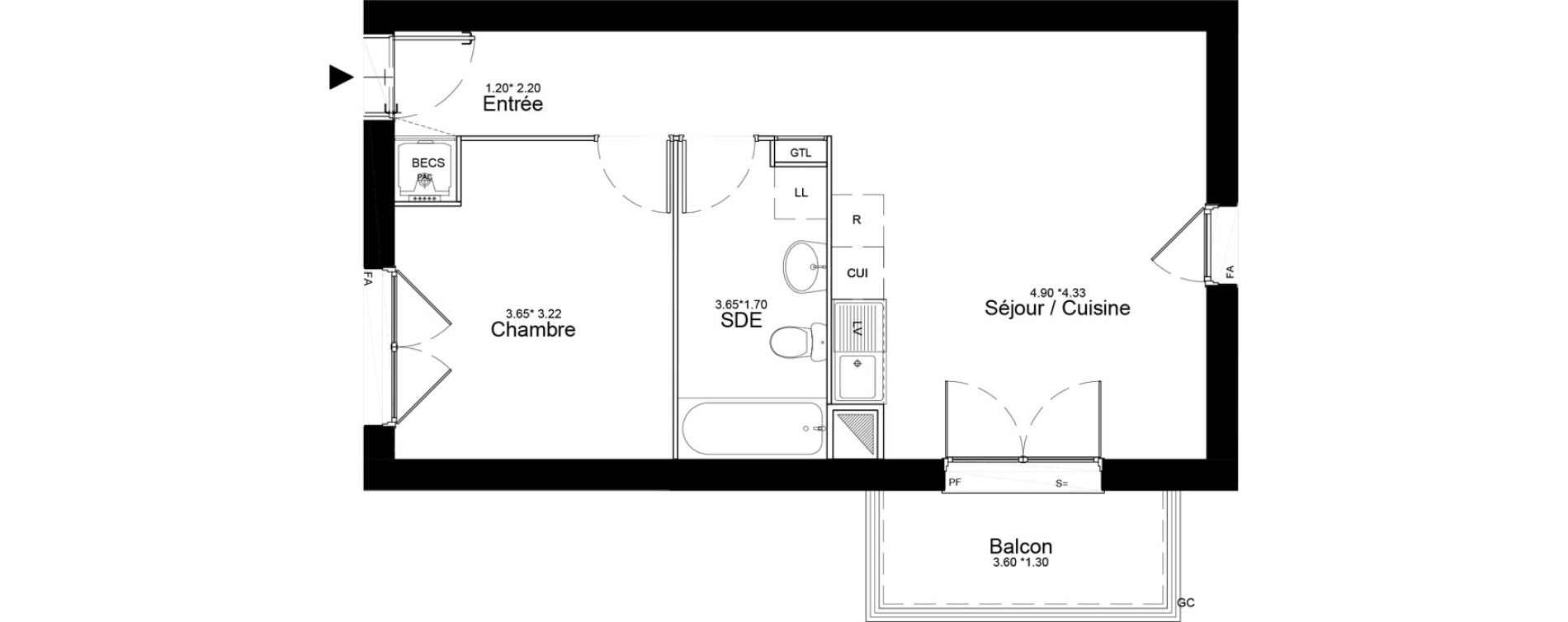 Appartement T2 de 44,34 m2 &agrave; Courcouronnes Centre