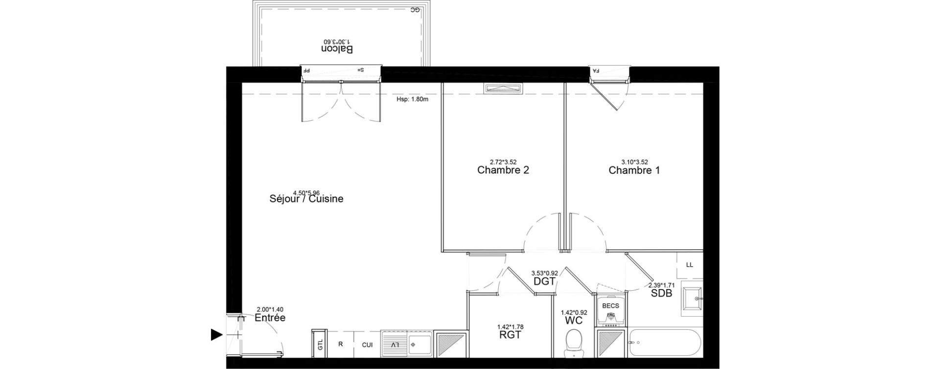 Appartement T3 de 60,47 m2 &agrave; Courcouronnes Centre