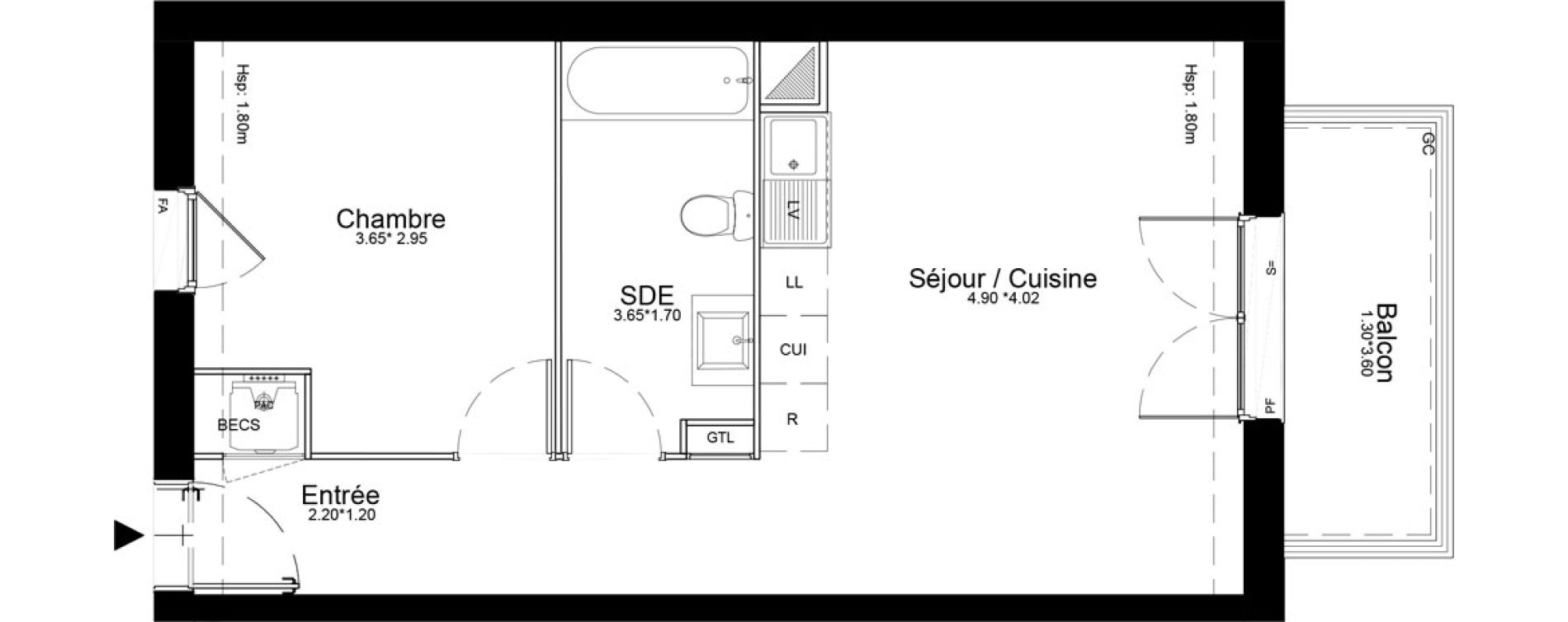 Appartement T2 de 42,86 m2 &agrave; Courcouronnes Centre