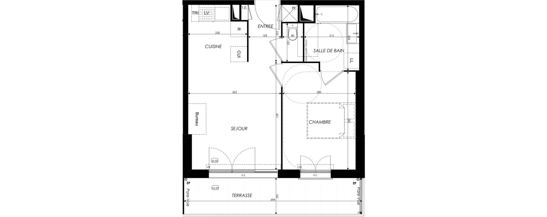 Appartement T2 de 40,57 m2 &agrave; Crosne Centre