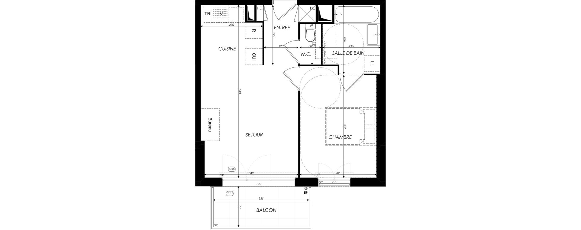 Appartement T2 de 40,61 m2 &agrave; Crosne Centre