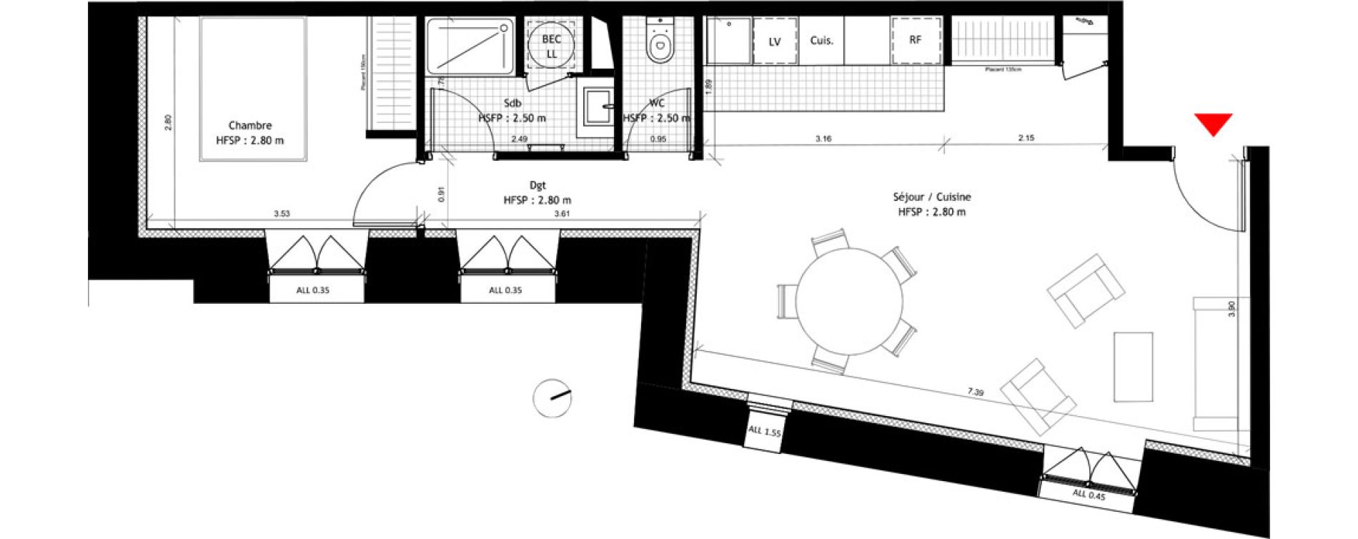 Appartement T2 de 53,80 m2 &agrave; Dourdan Centre ville
