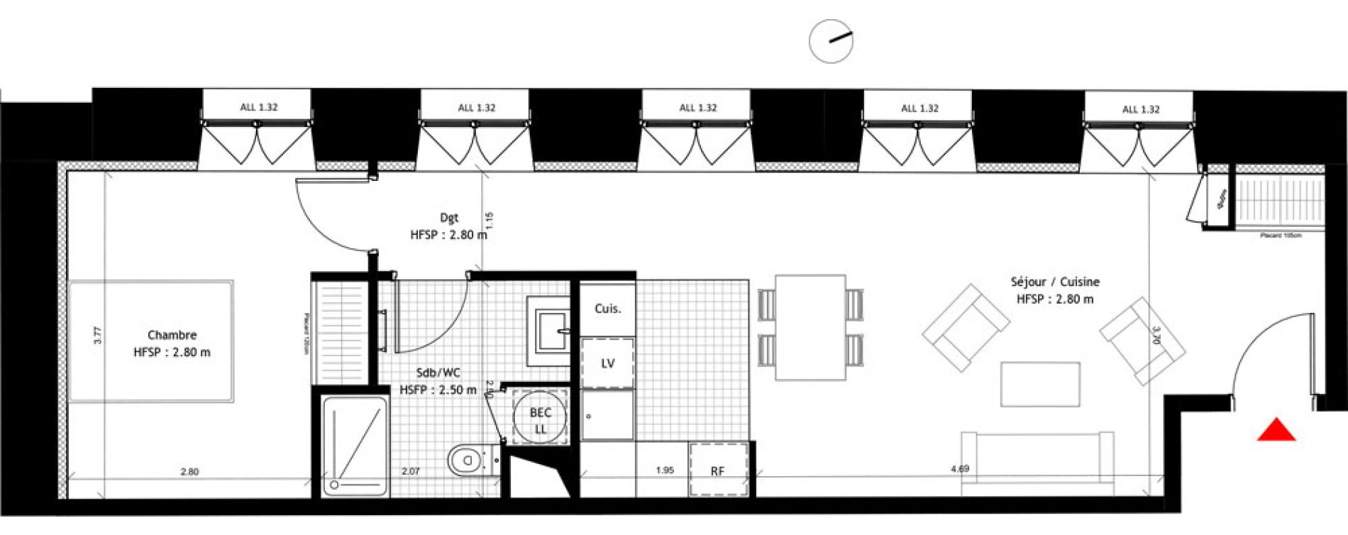 Appartement T2 de 49,90 m2 &agrave; Dourdan Centre ville