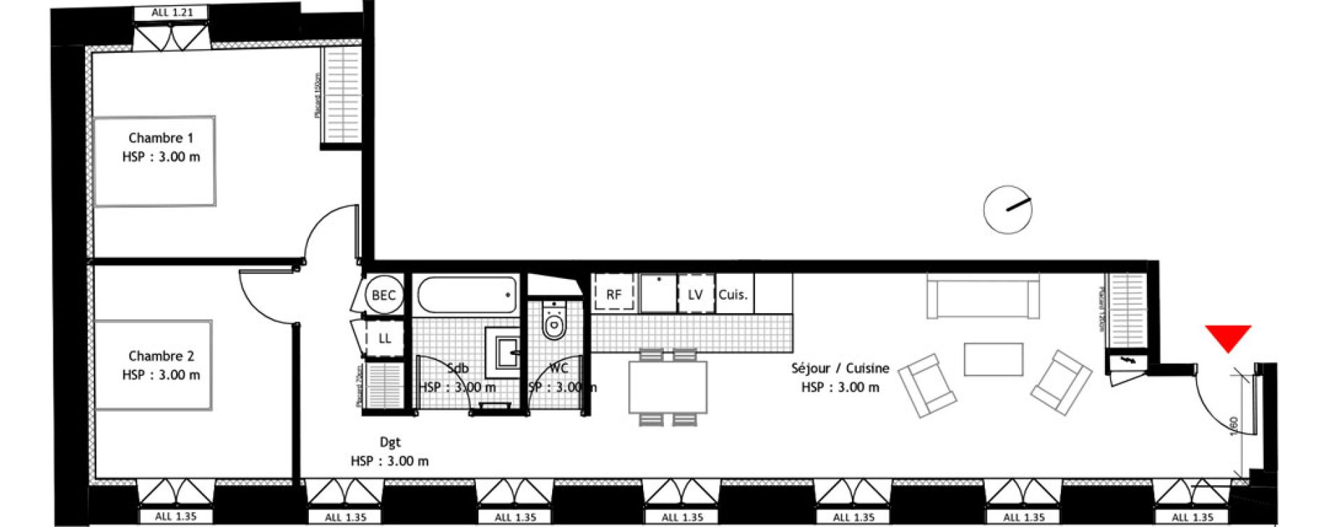 Appartement T3 de 67,30 m2 &agrave; Dourdan Centre ville