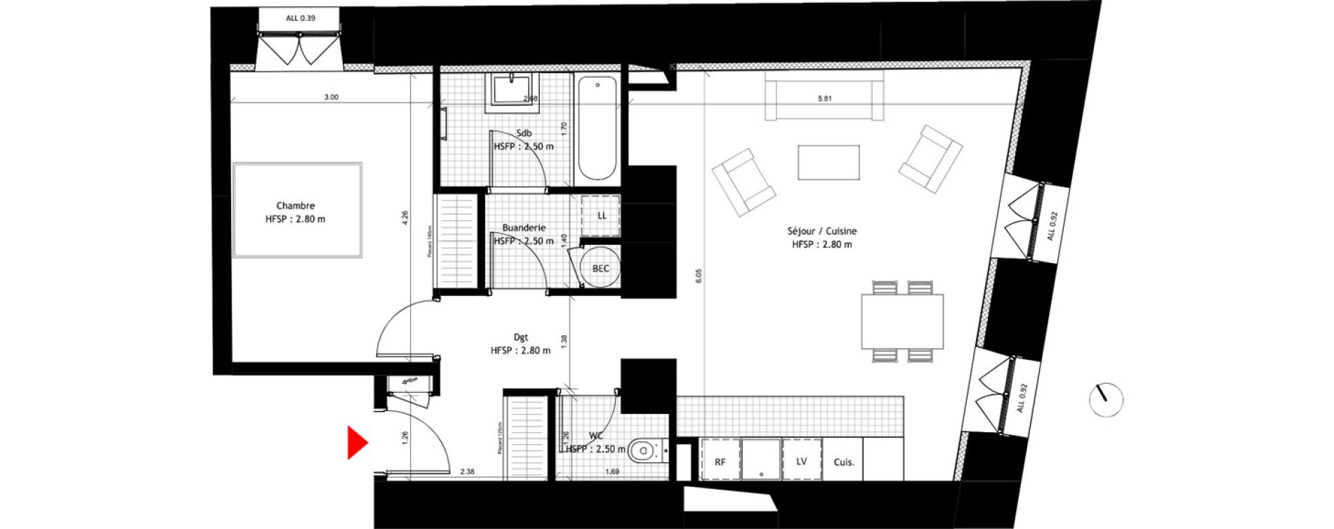 Appartement T2 de 58,90 m2 &agrave; Dourdan Centre ville