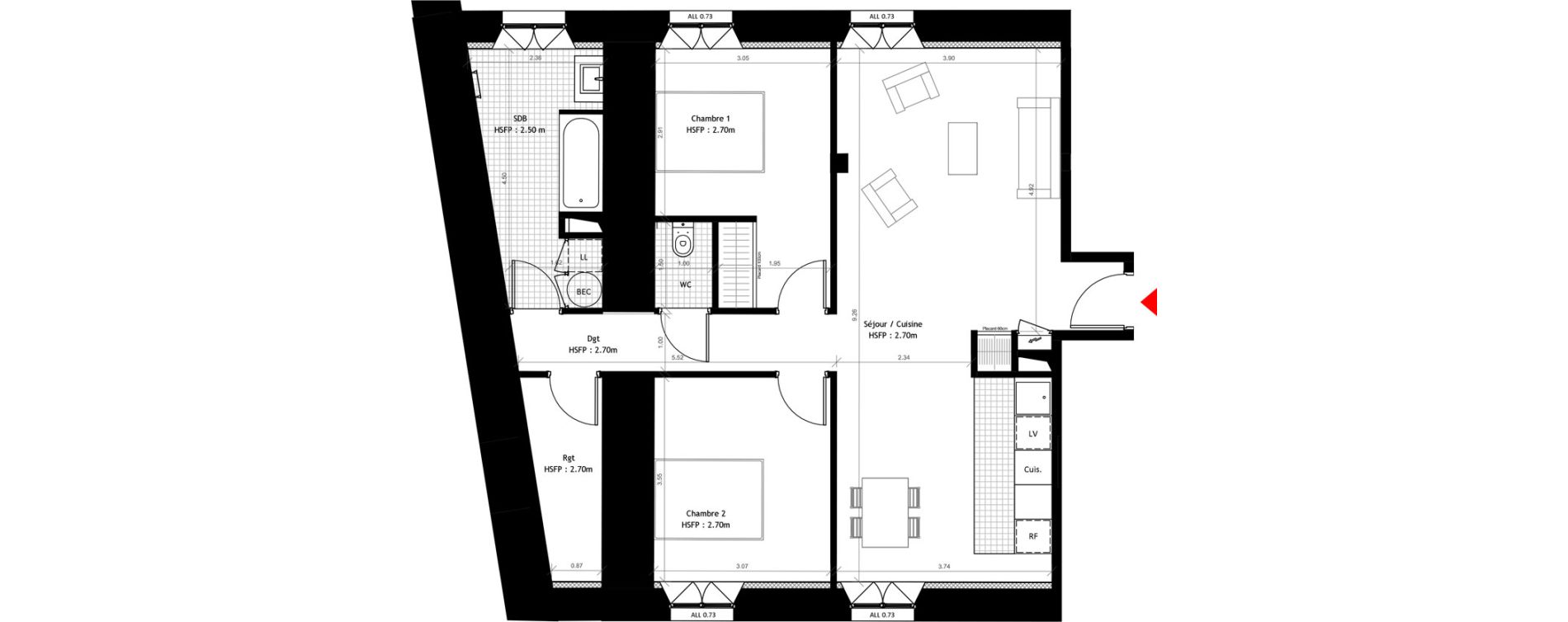 Appartement T3 de 78,60 m2 &agrave; Dourdan Centre ville
