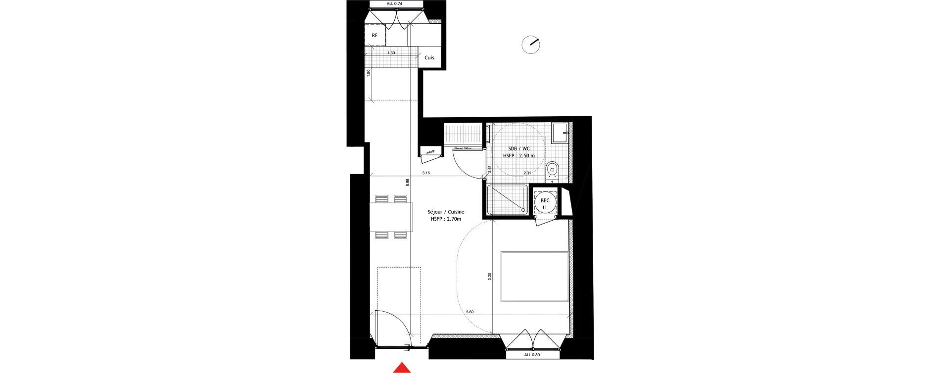 Appartement T1 de 36,30 m2 &agrave; Dourdan Centre ville