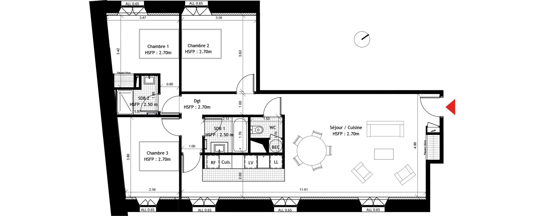 Appartement T4 de 94,50 m2 &agrave; Dourdan Centre ville