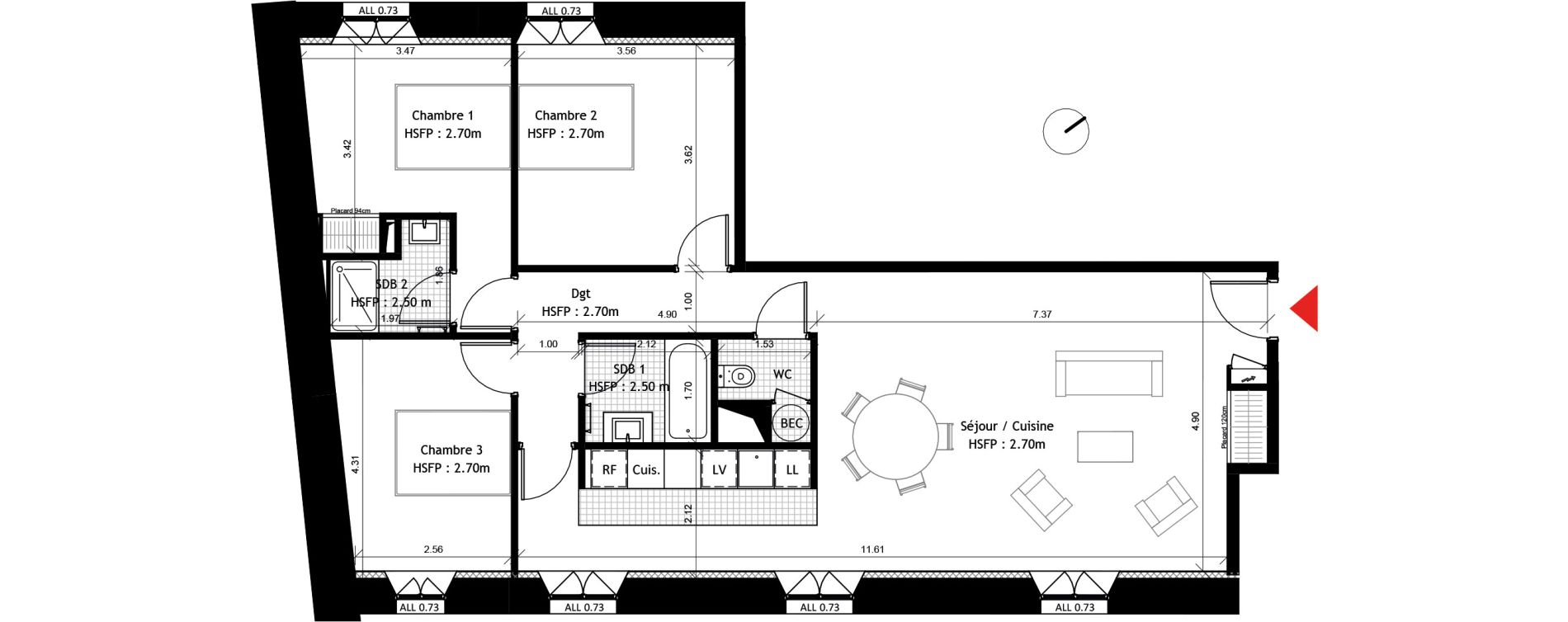 Appartement T4 de 94,40 m2 &agrave; Dourdan Centre ville