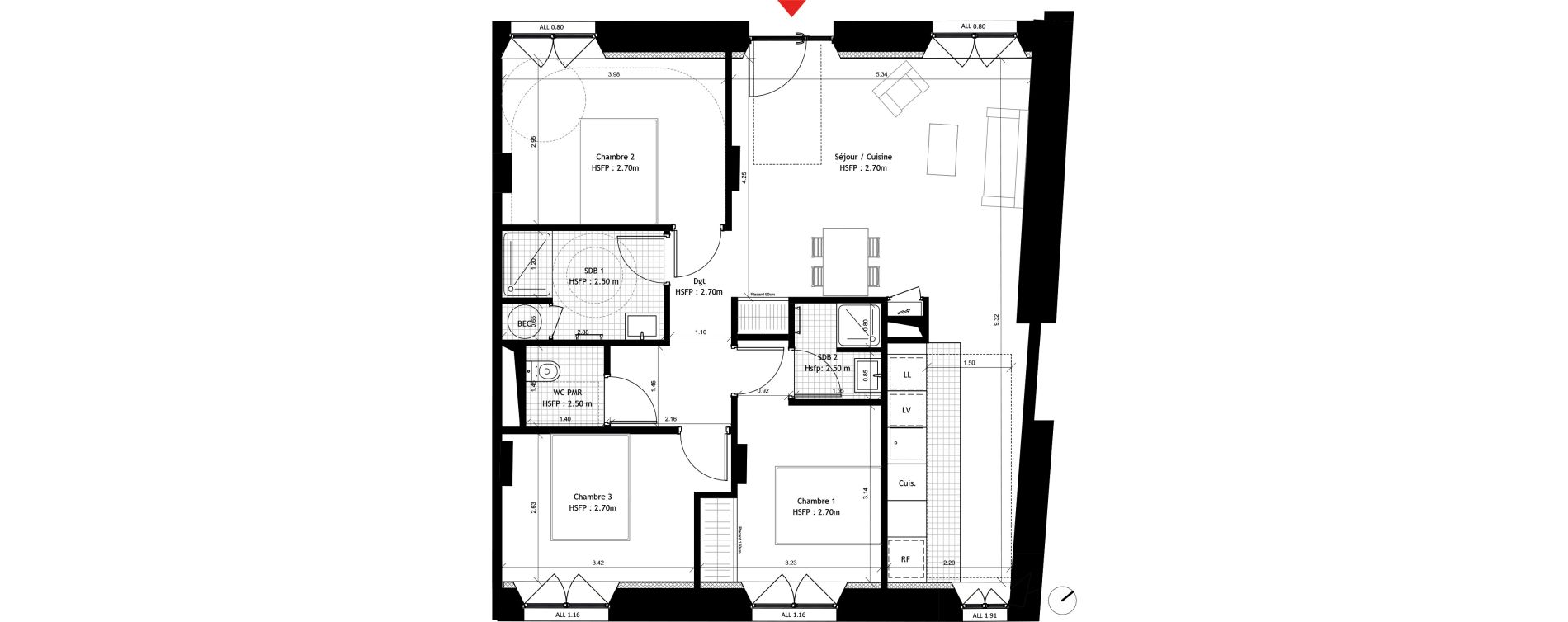 Appartement T4 de 80,80 m2 &agrave; Dourdan Centre ville