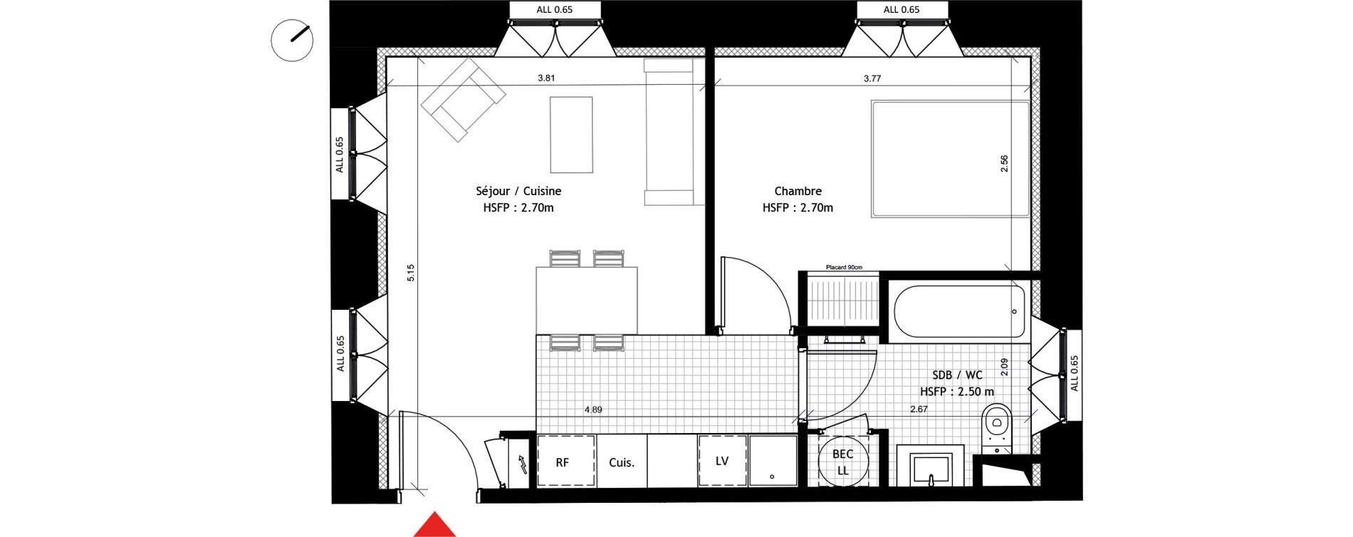 Appartement T2 de 37,60 m2 &agrave; Dourdan Centre ville