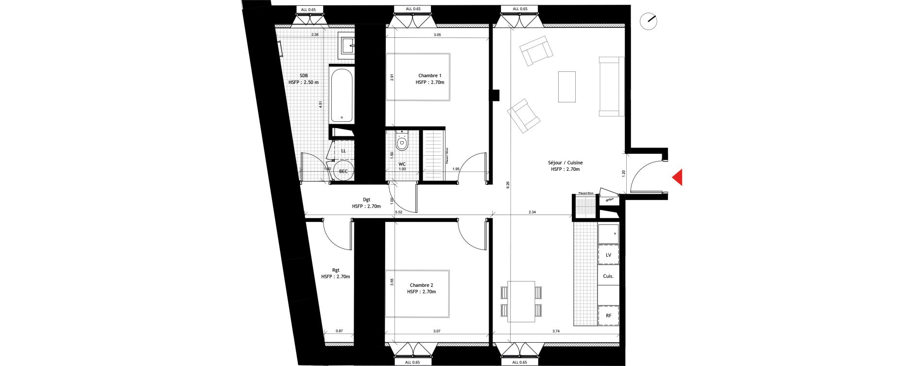 Appartement T3 de 78,60 m2 &agrave; Dourdan Centre ville