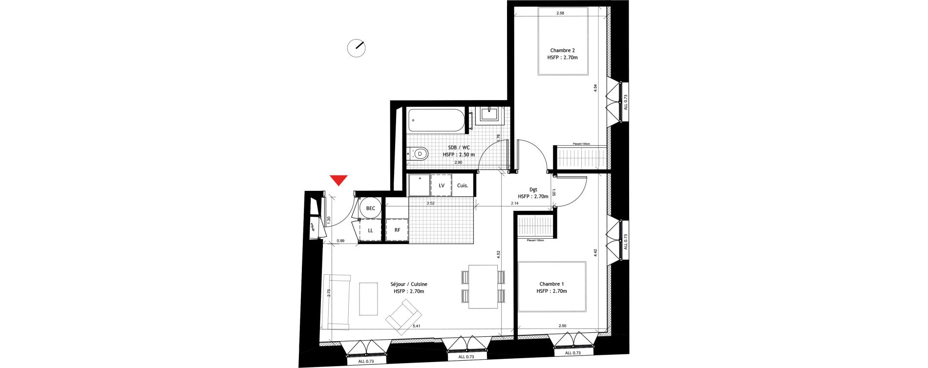 Appartement T3 de 50,40 m2 &agrave; Dourdan Centre ville