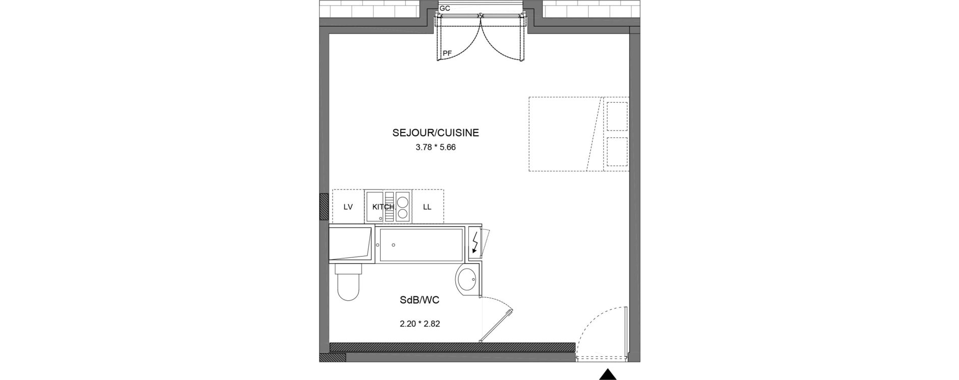 Appartement T1 de 33,37 m2 &agrave; Dourdan Le parterre