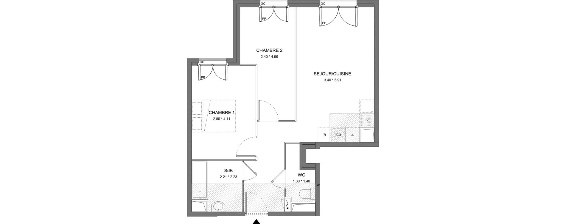 Appartement T3 de 53,98 m2 &agrave; Dourdan Le parterre