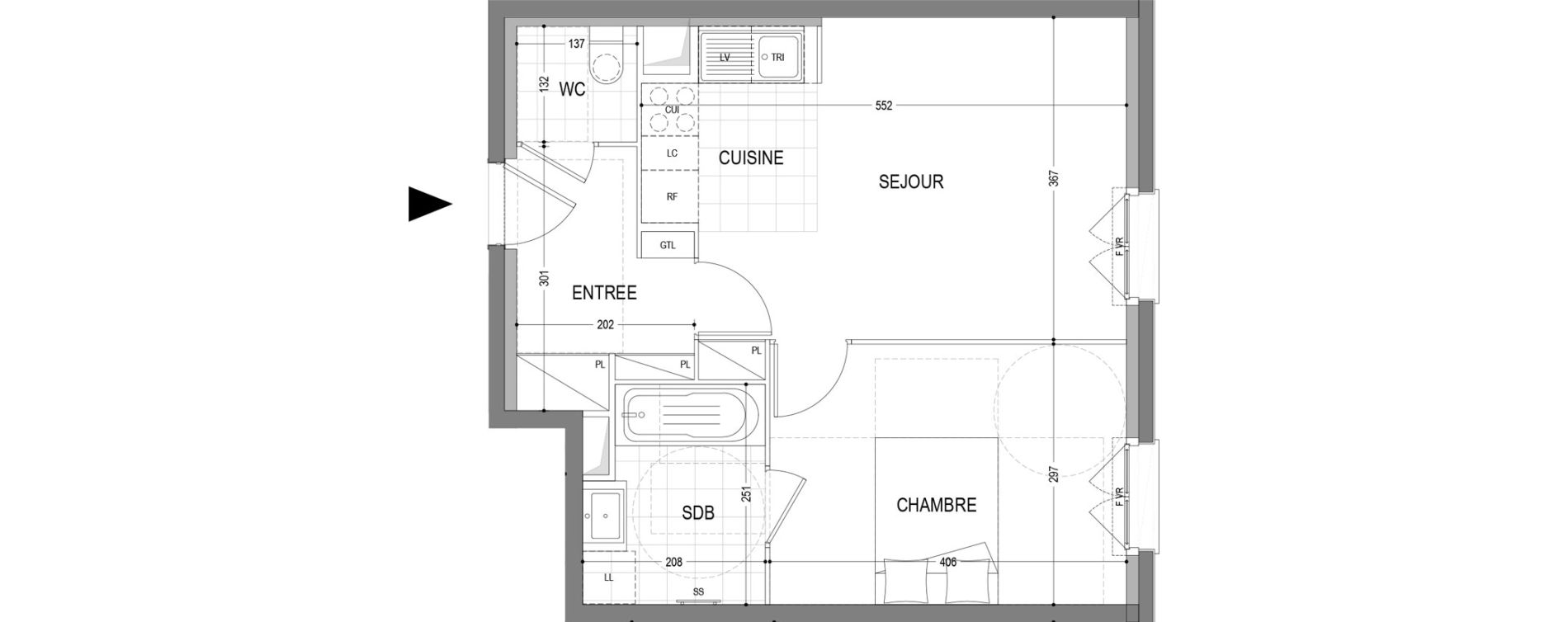 Appartement T2 de 42,65 m2 &agrave; Draveil Centre