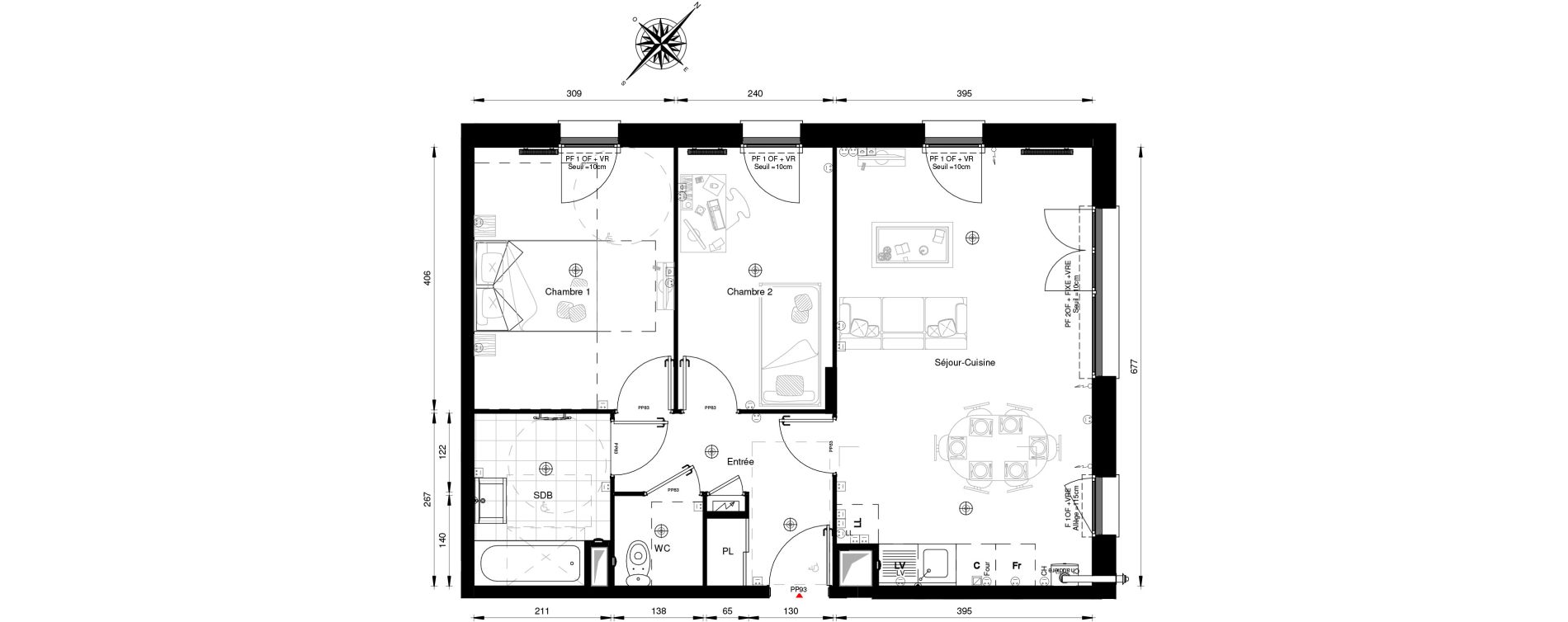 Appartement T3 de 62,50 m2 &agrave; &Eacute;charcon Centre