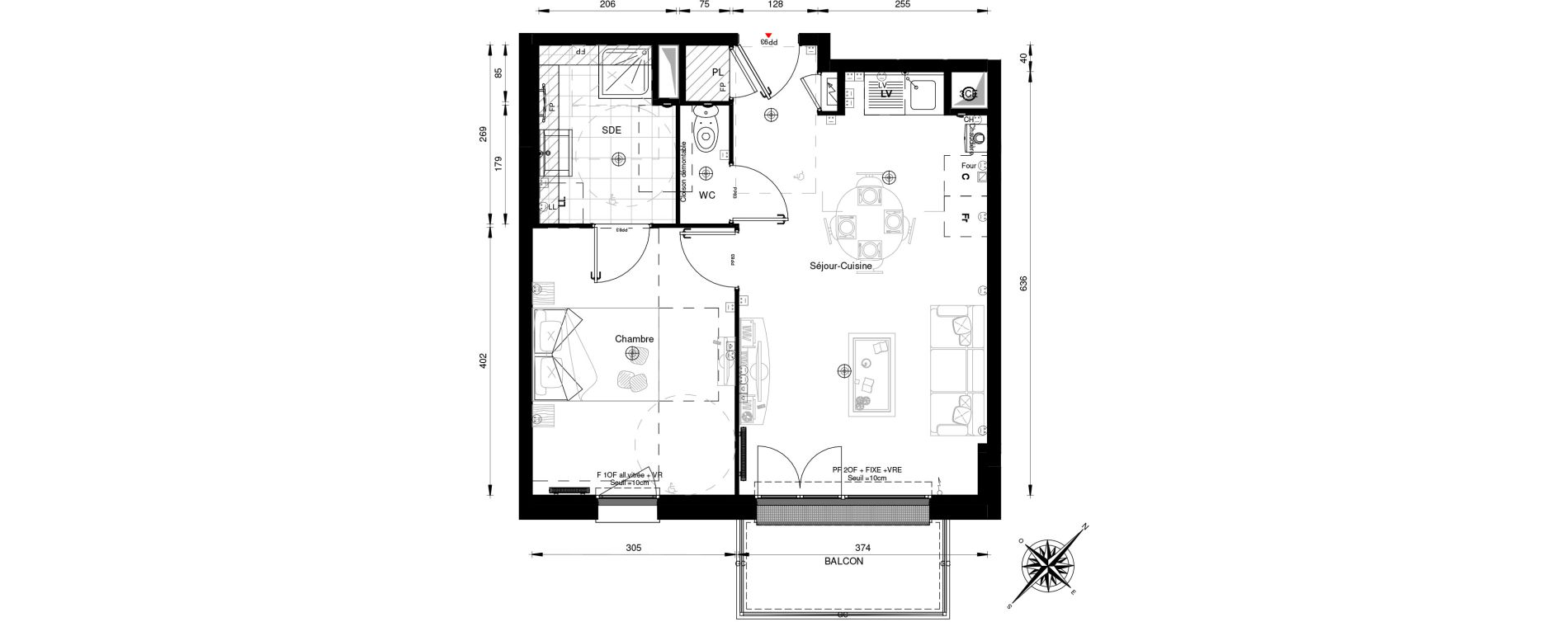 Appartement T2 de 43,20 m2 &agrave; &Eacute;charcon Centre
