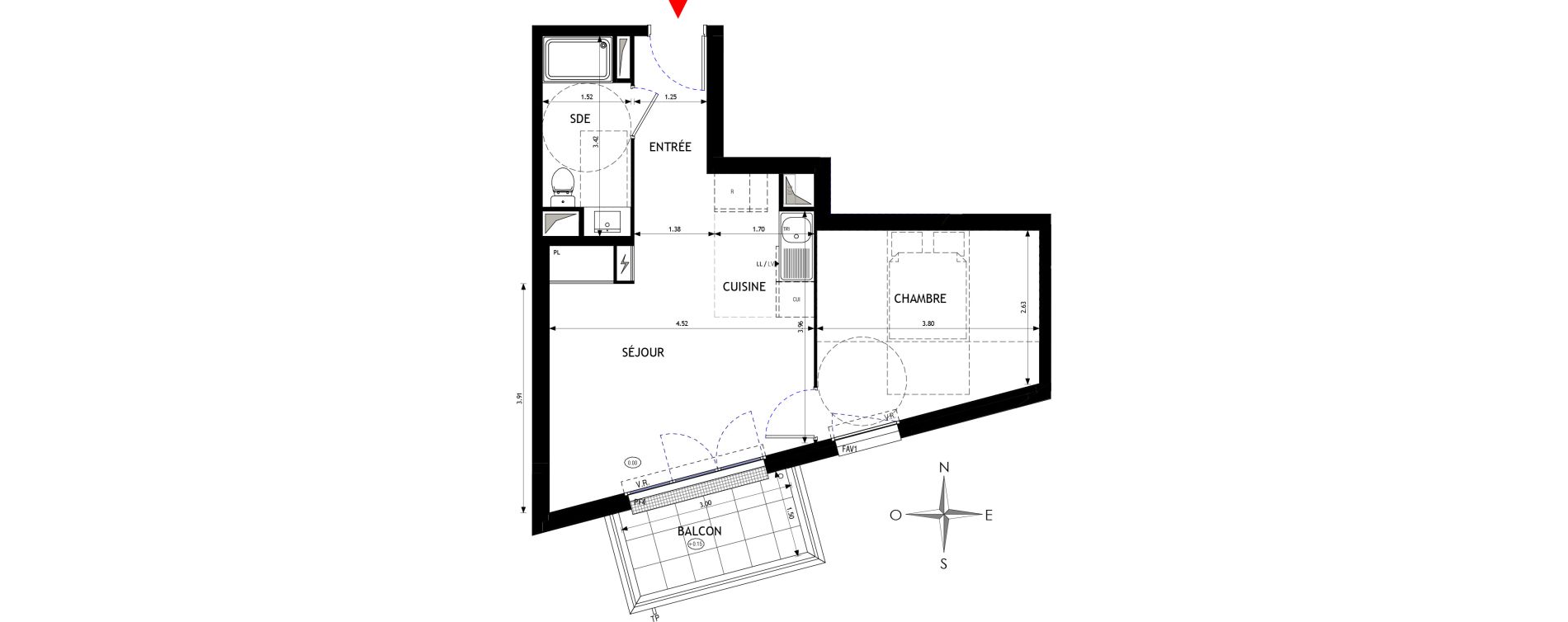Appartement T2 de 40,48 m2 &agrave; &Eacute;pinay-Sur-Orge Les gares