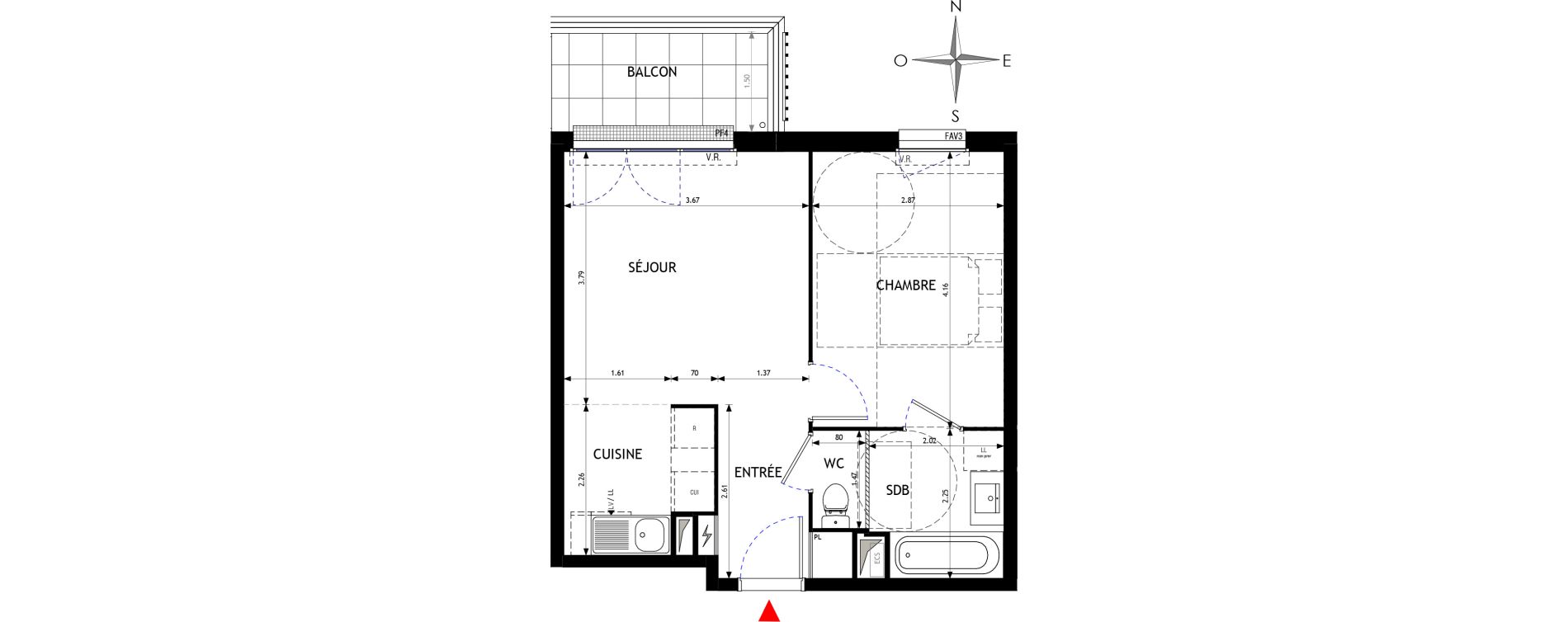 Appartement T2 de 39,86 m2 &agrave; &Eacute;pinay-Sur-Orge Les gares