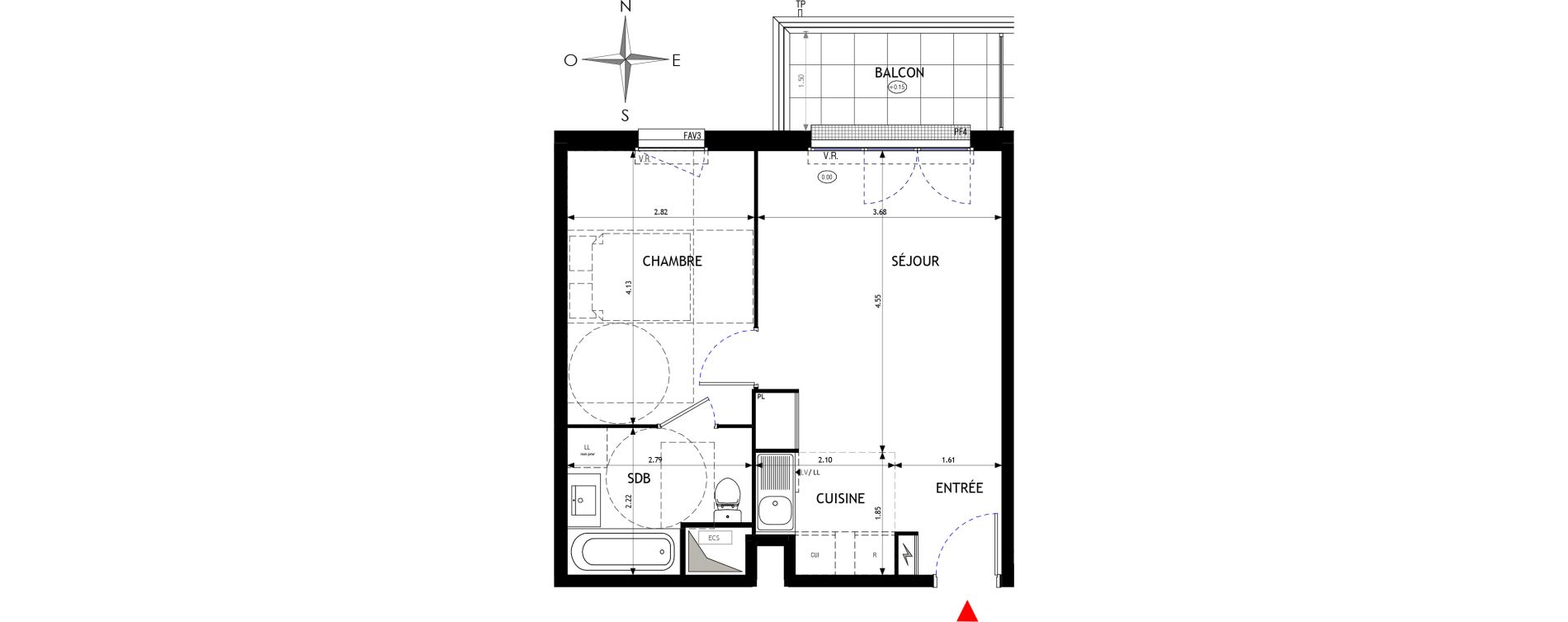 Appartement T2 de 39,96 m2 &agrave; &Eacute;pinay-Sur-Orge Les gares