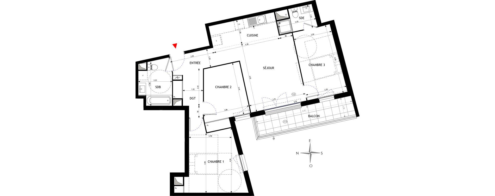 Appartement T4 de 80,30 m2 &agrave; &Eacute;pinay-Sur-Orge Les gares