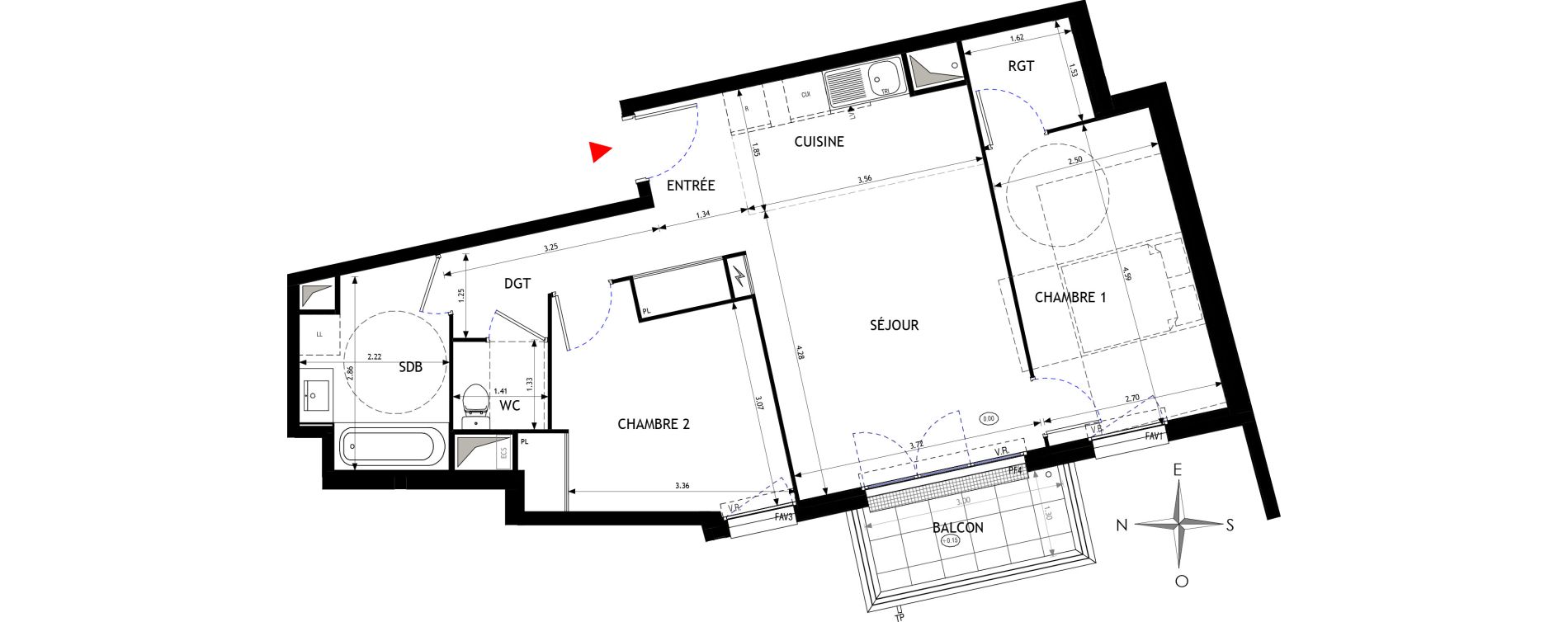 Appartement T3 de 62,48 m2 &agrave; &Eacute;pinay-Sur-Orge Les gares