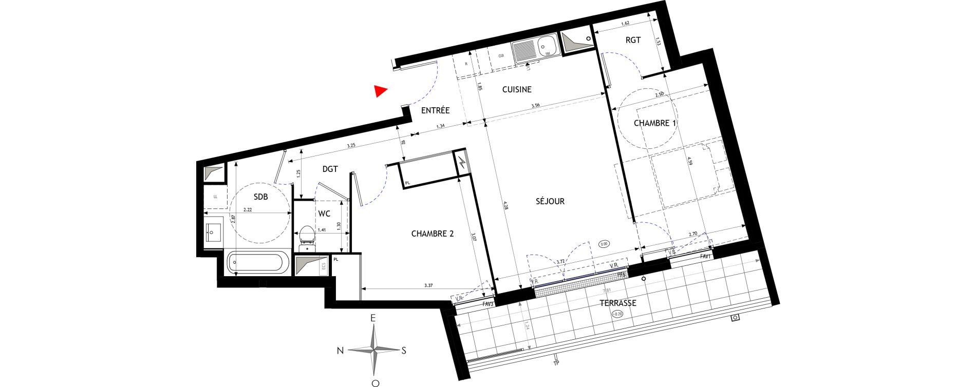 Appartement T3 de 62,48 m2 &agrave; &Eacute;pinay-Sur-Orge Les gares