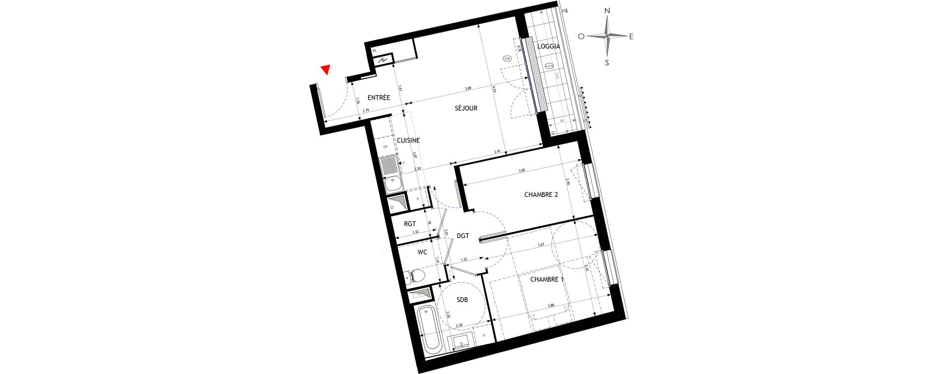 Appartement T3 de 56,86 m2 &agrave; &Eacute;pinay-Sur-Orge Les gares