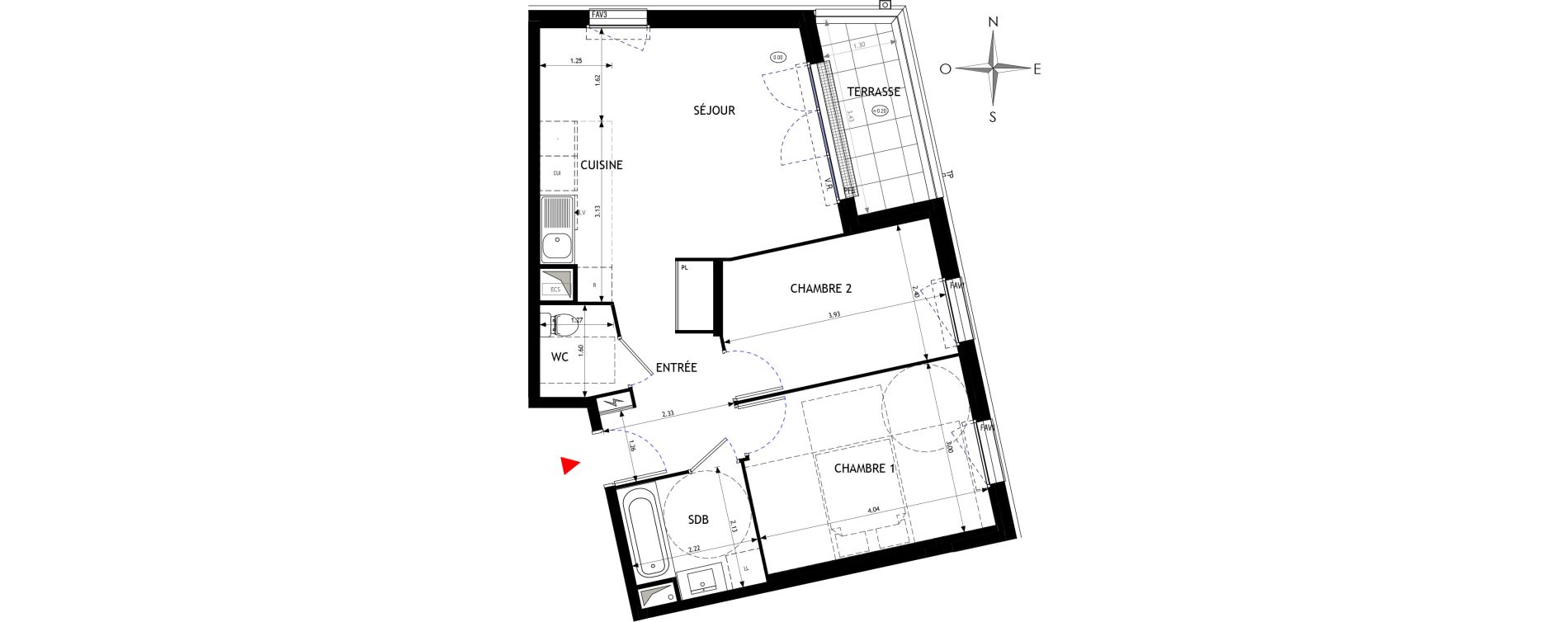 Appartement T3 de 54,67 m2 &agrave; &Eacute;pinay-Sur-Orge Les gares