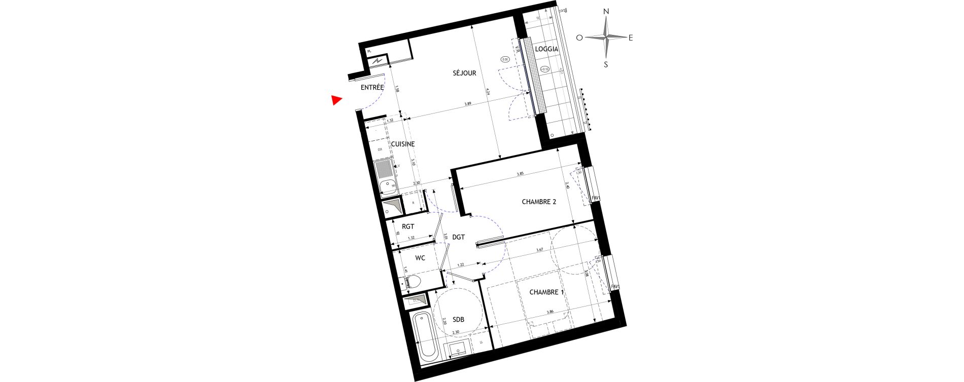 Appartement T3 de 55,04 m2 &agrave; &Eacute;pinay-Sur-Orge Les gares