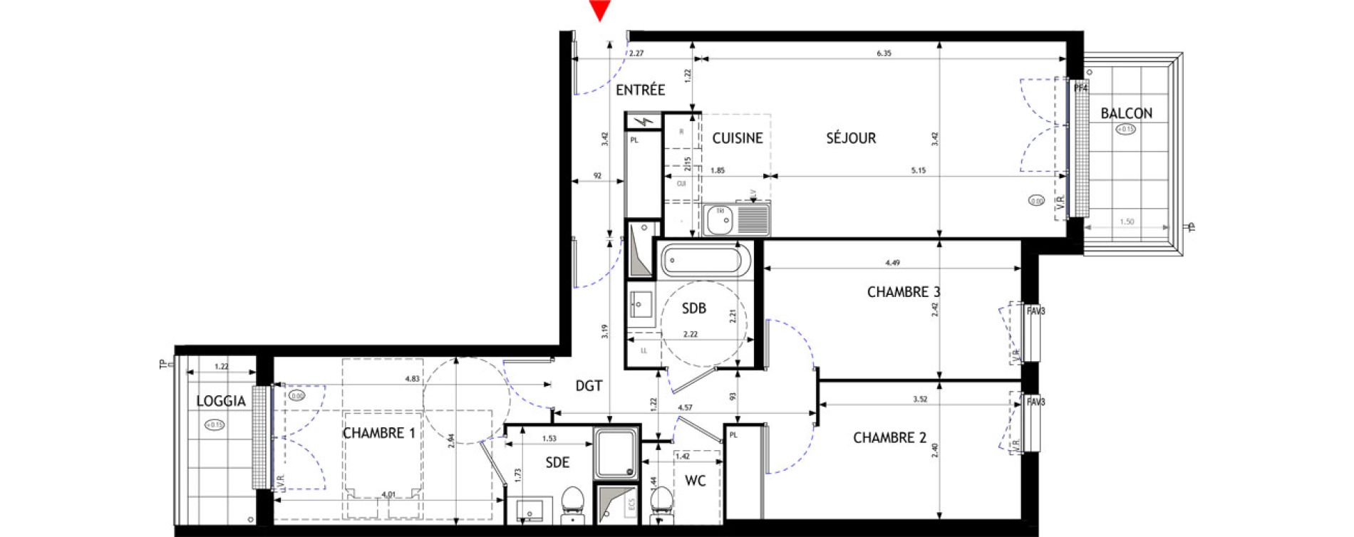 Appartement T4 de 80,10 m2 &agrave; &Eacute;pinay-Sur-Orge Les gares