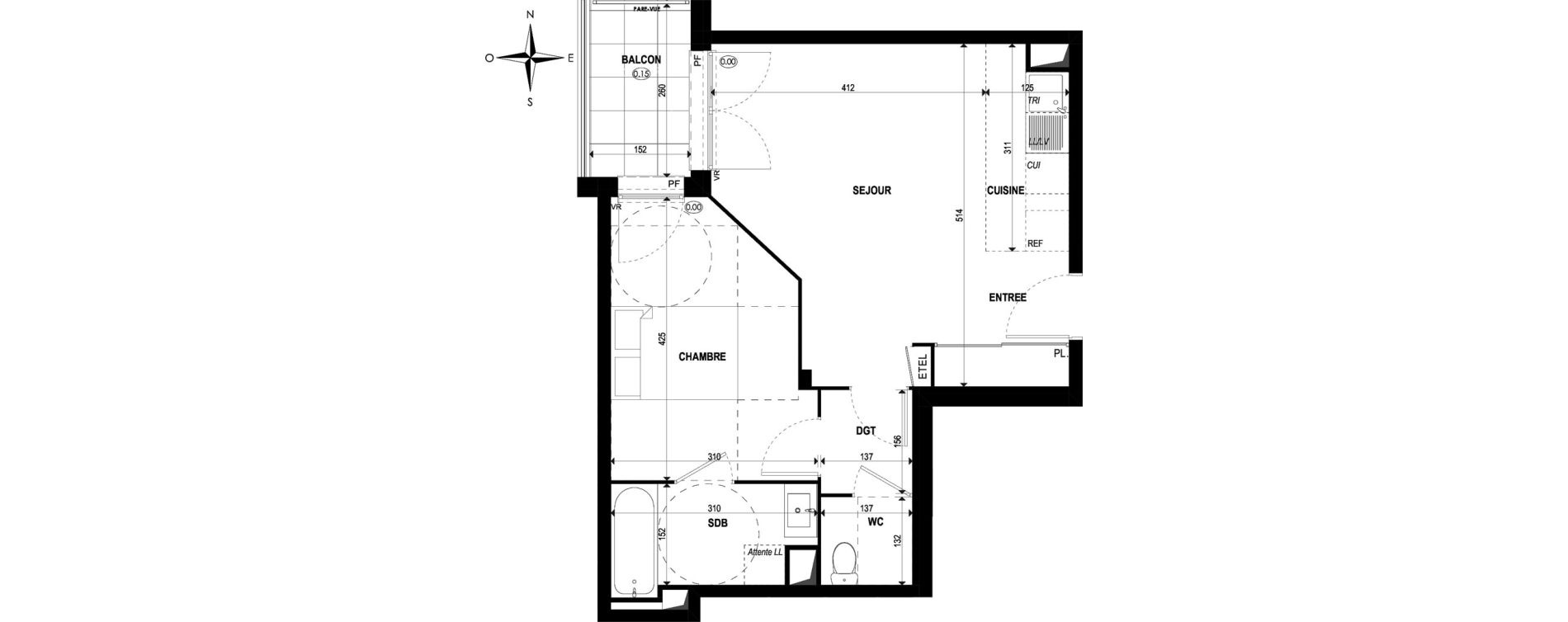 Appartement T2 de 44,02 m2 &agrave; &Eacute;pinay-Sur-Orge Les gares