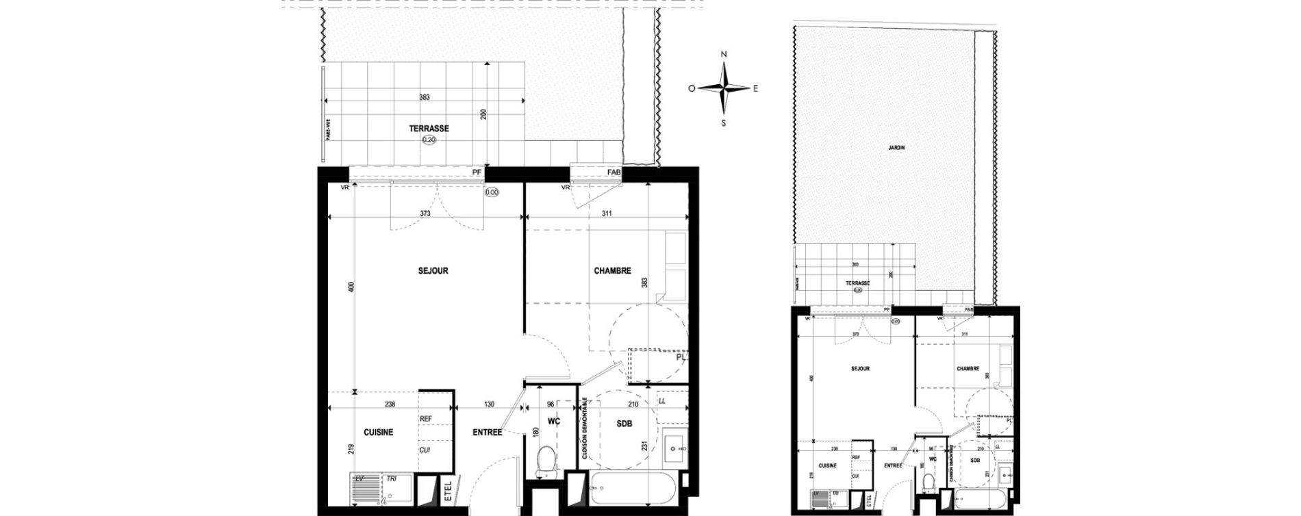 Appartement T2 de 40,63 m2 &agrave; &Eacute;pinay-Sur-Orge Les gares