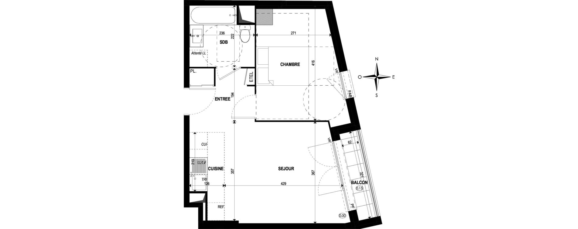 Appartement T2 de 40,23 m2 &agrave; &Eacute;pinay-Sur-Orge Les gares