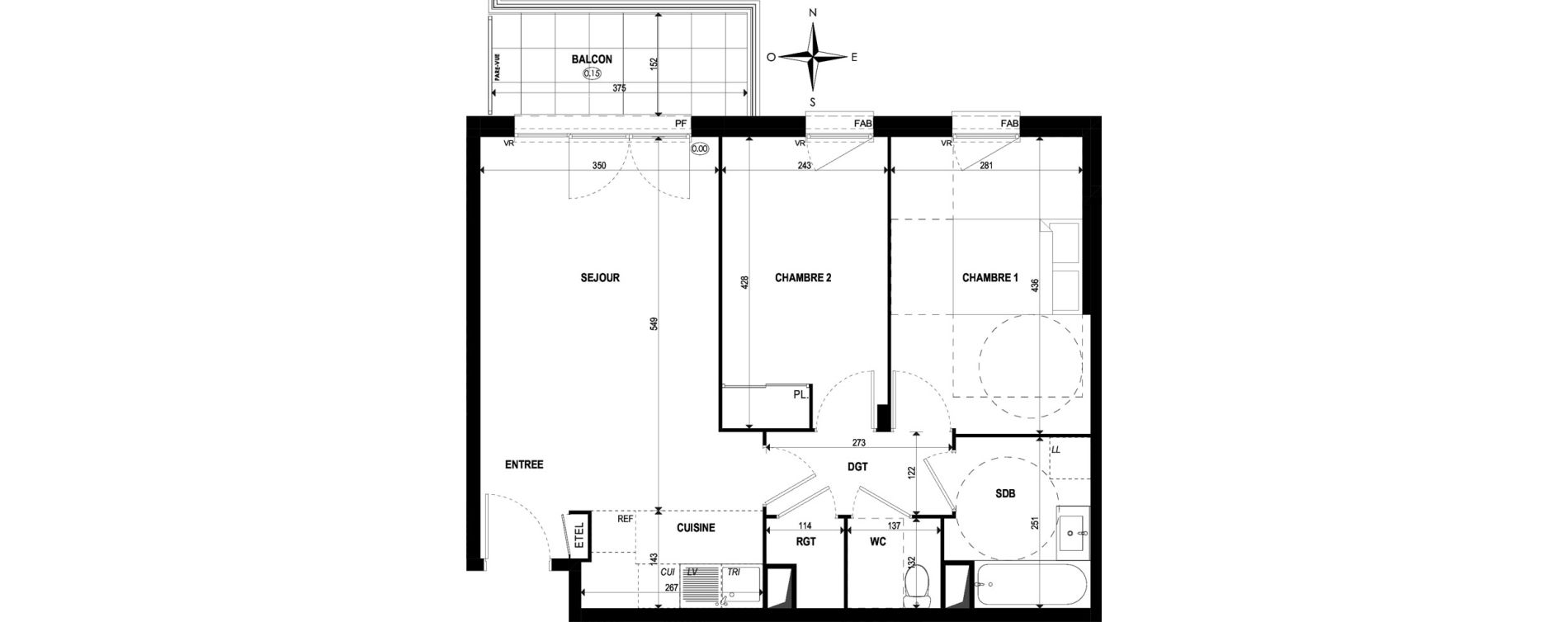 Appartement T3 de 58,54 m2 &agrave; &Eacute;pinay-Sur-Orge Les gares